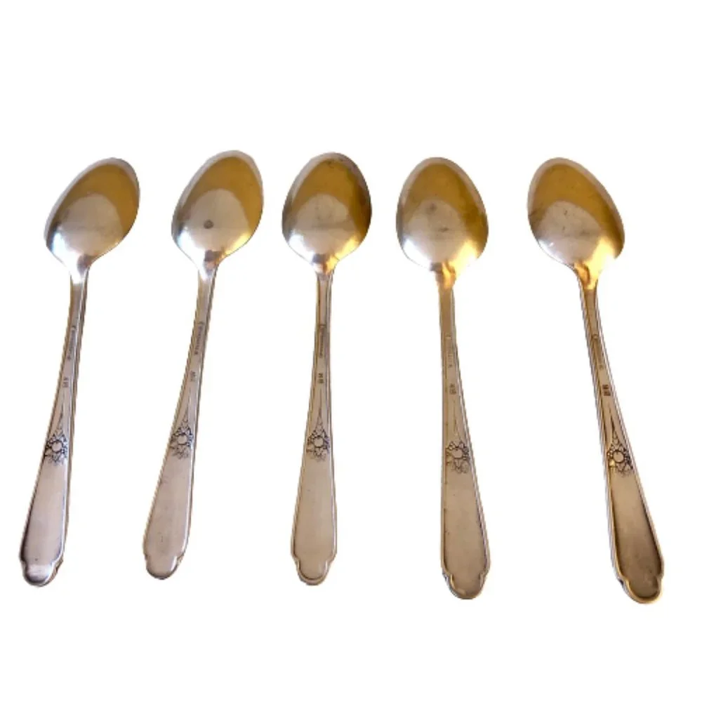 Wm Rogers MEMORY Hiawatha 1937 Silver Plate SPOONS Flatware Tsp + Tbsp + Sugar 9